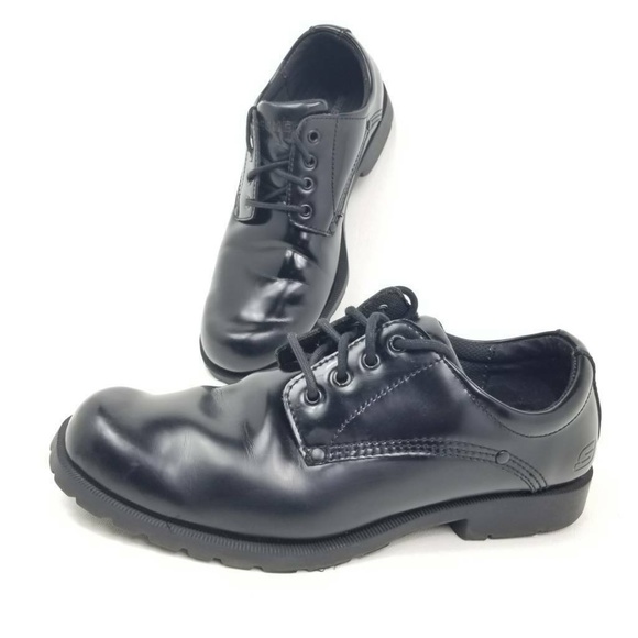 skechers men's black lace up shoes